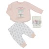 N14704: Baby Girls Bear Top & Trouser Outfit With 2 Wrist Rattles (0-9 Months)